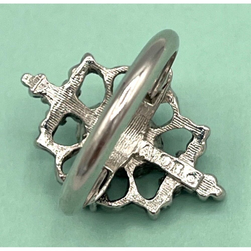 Vintage Avon Silver Tone Hematite Ring with Faux Turquoise Size 7.5 - Picture 6 of 10